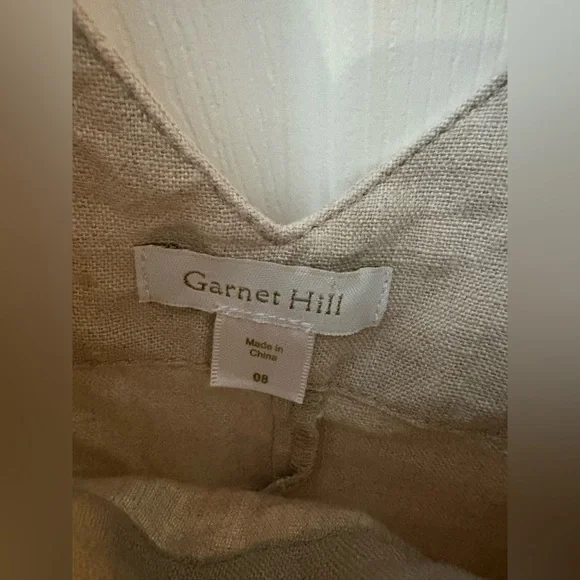 Garnet Hill 100% linen beige minimalist dress size 8 sleeveless - Picture 4 of 12